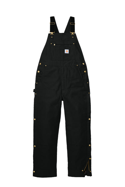 Carhartt Short Firm Duck Insulated Bib Overalls in Black