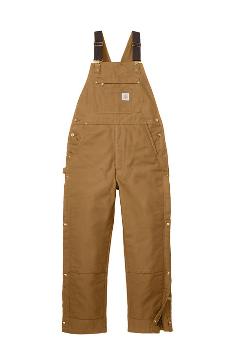 Carhartt Short Firm Duck Insulated Bib Overalls in Carhartt Brown