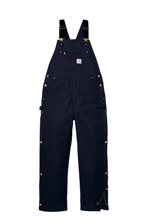 Carhartt Short Firm Duck Insulated Bib Overalls in Dark Navy