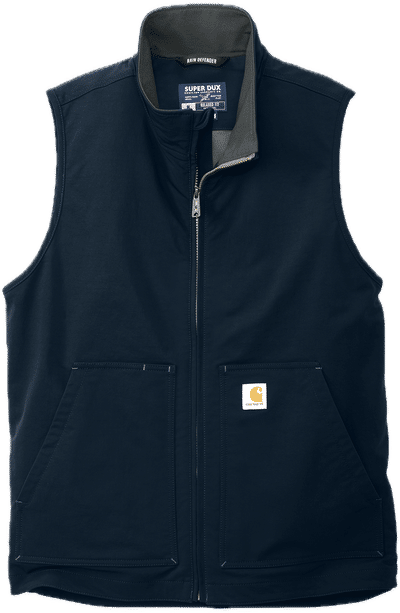 Am image of a Custom Carhartt Super Dux Soft Shell Vest in Navy!