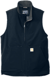 Am image of a Custom Carhartt Super Dux Soft Shell Vest in Navy!