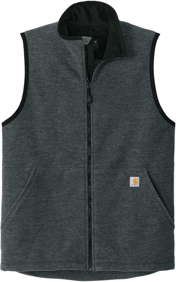 An image of a Custom Carhartt Textured Fleece Vest in Carbon Heather!