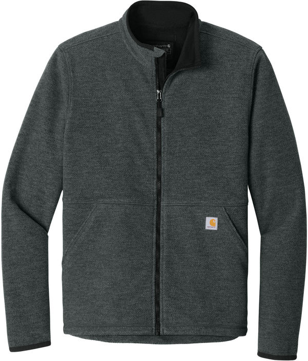 An image of a Custom Carhartt Textured Full Zip Fleece Jacket in Carbon Heather!