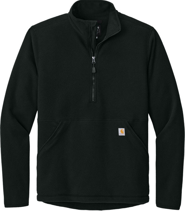 An image of a Custom Carhartt Textured One Half Zip Fleece Jacket in Black!