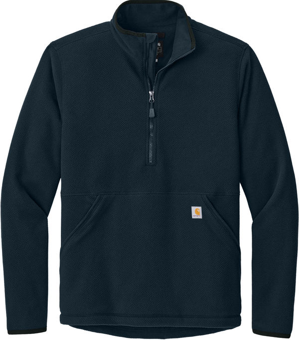 An image of a Custom Carhartt Textured One Half Zip Fleece Jacket in Navy!