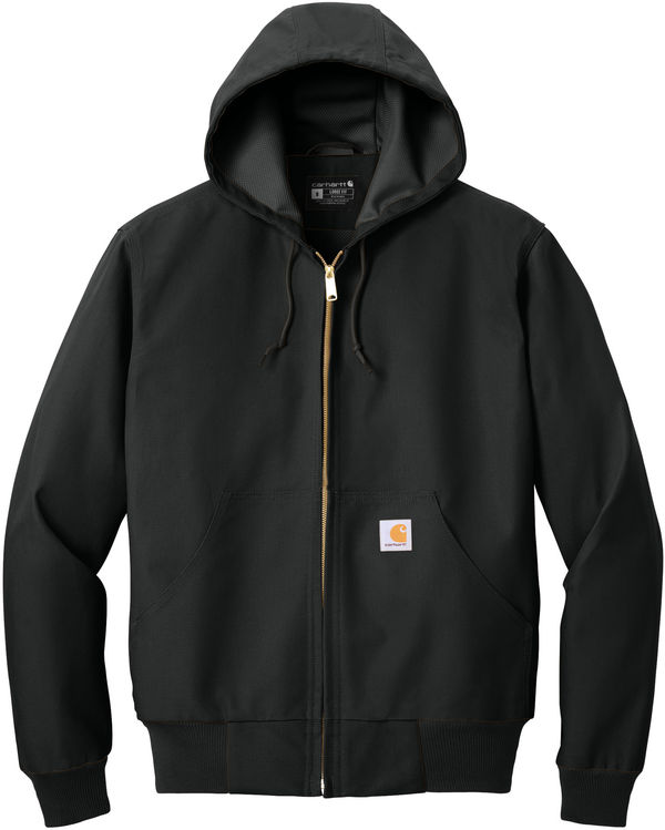 Am image of a Custom Carhartt Thermal Lined Duck Active Jacket in Black!