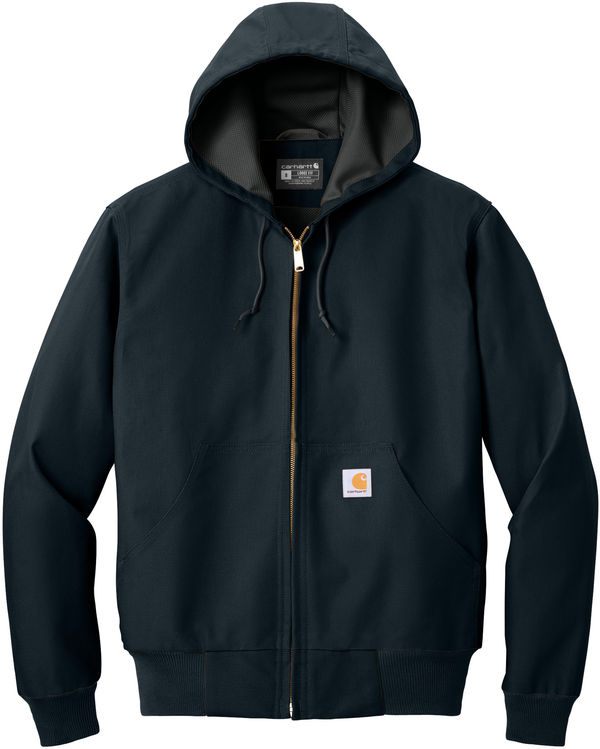 Am image of a Custom Carhartt Thermal Lined Duck Active Jacket in Dark Navy!