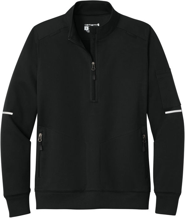 An image of a Custom Carhartt Womens FLD & RSCU One Half Zip Mid Layer in Black!
