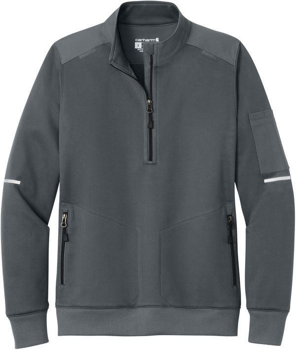 An image of a Custom Carhartt Womens FLD & RSCU One Half Zip Mid Layer in Pewter!