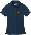 An image of a Custom Carhartt Womens FLD & RSCU Polo in Dark Navy!