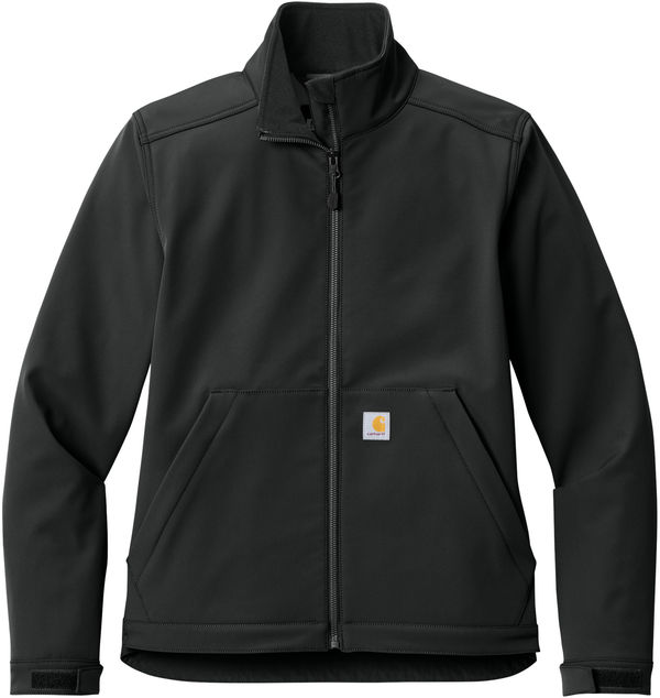 Am image of a Custom Carhartt Womens Rain Defender Soft Shell Jacket in Black!