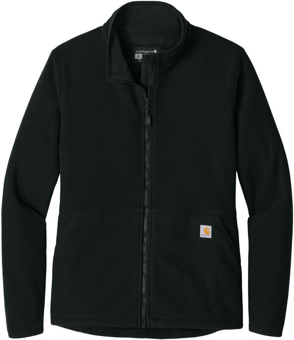 An image of a Custom Carhartt Womens Textured Full Zip Fleece Jacket in Black!