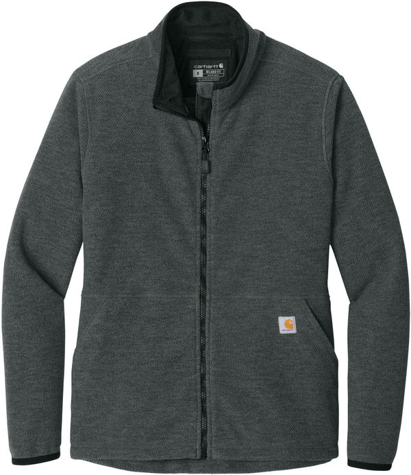 An image of a Custom Carhartt Womens Textured Full Zip Fleece Jacket in Carbon Heather!