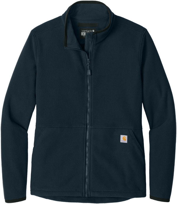 An image of a Custom Carhartt Womens Textured Full Zip Fleece Jacket in Navy!
