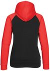 Am image of a Custom Stormtech Womens Omega Zip Hoody in BLACK / BRIGHT RED!