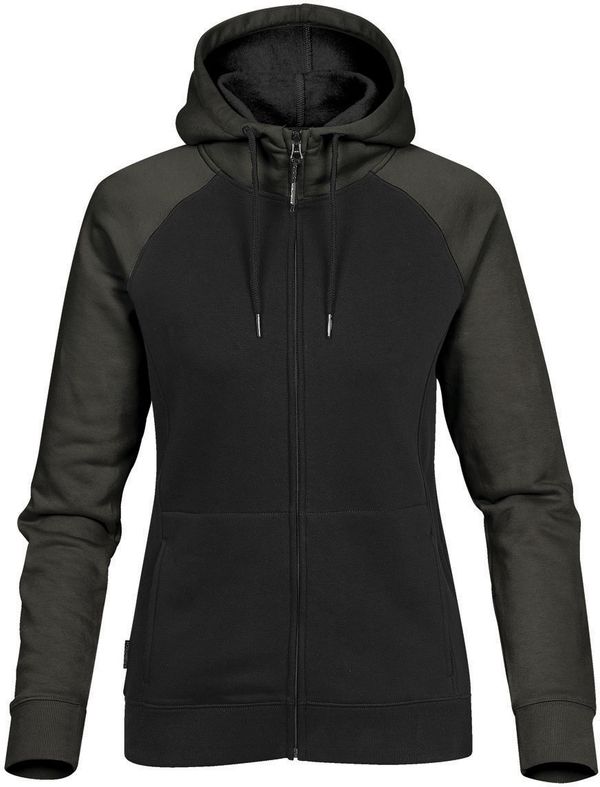 Am image of a Custom Stormtech Womens Omega Zip Hoody in BLACK / CARBON!