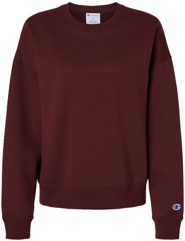 An image of a Custom Champion Ladies' PowerBlend Sweatshirt in Maroon!