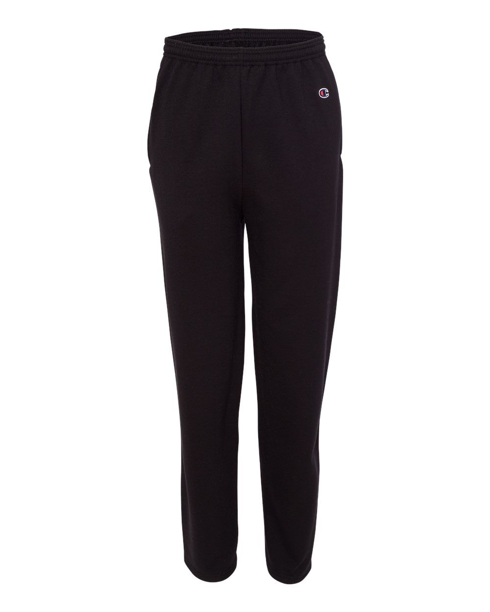 Champion Mens Powerblend Open Bottom Sweatpants with Pockets in Black