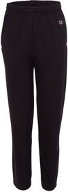 An image of a Custom Champion Mens Powerblend Open Bottom Sweatpants with Pockets in Black!