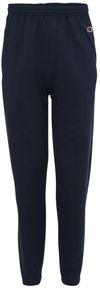 An image of a Custom Champion Mens Powerblend Open Bottom Sweatpants with Pockets in Navy!