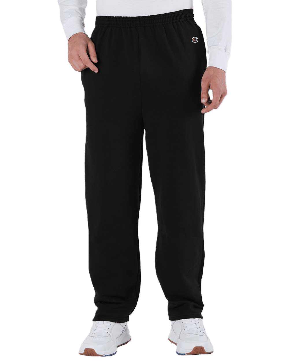 Champion Mens Powerblend Open Bottom Sweatpants with Pockets