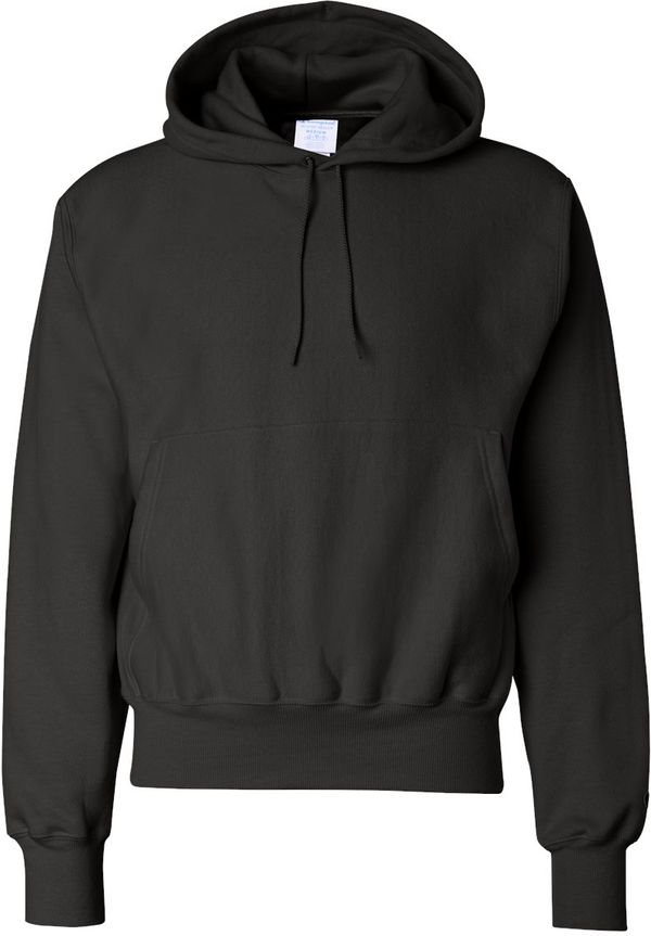 Am image of a Custom Champion Reverse Weave Pullover Hooded Sweatshirt in Black!