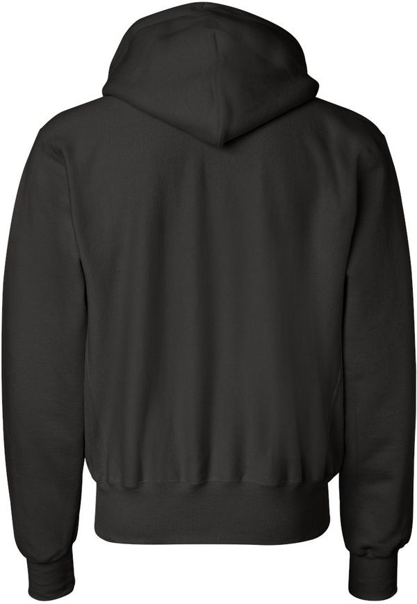 Am image of a Custom Champion Reverse Weave Pullover Hooded Sweatshirt in Black!