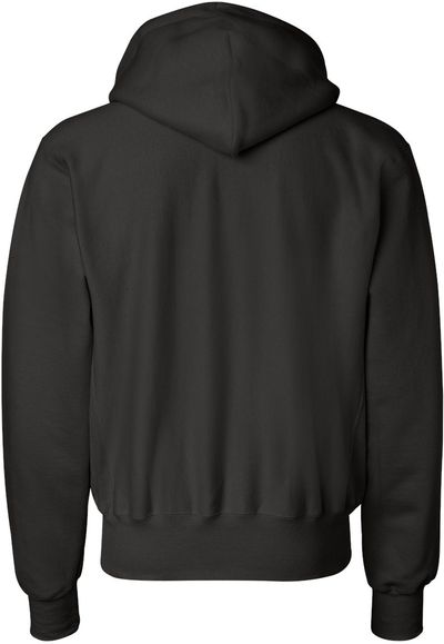 Am image of a Custom Champion Reverse Weave Pullover Hooded Sweatshirt in Black!