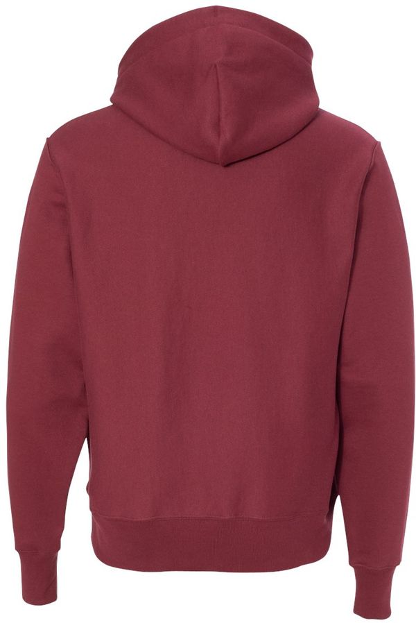 Am image of a Custom Champion Reverse Weave Pullover Hooded Sweatshirt in Cardinal!