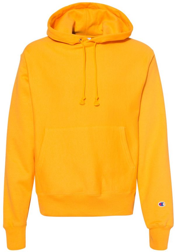Am image of a Custom Champion Reverse Weave Pullover Hooded Sweatshirt in C Gold!