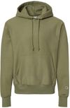 Am image of a Custom Champion Reverse Weave Pullover Hooded Sweatshirt in Fresh Olive!