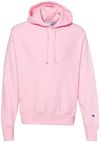 Am image of a Custom Champion Reverse Weave Pullover Hooded Sweatshirt in Pink Candy!