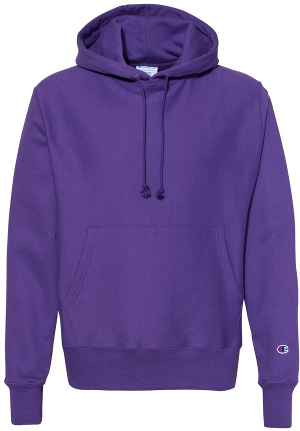 Am image of a Custom Champion Reverse Weave Pullover Hooded Sweatshirt in Purple!