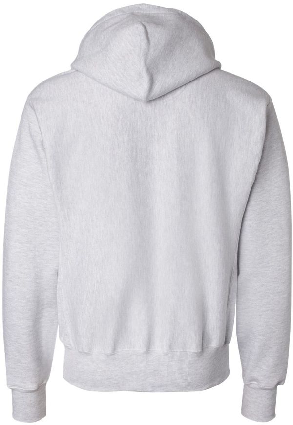 Am image of a Custom Champion Reverse Weave Pullover Hooded Sweatshirt in Silver Gray!