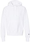 Am image of a Custom Champion Reverse Weave Pullover Hooded Sweatshirt in White!