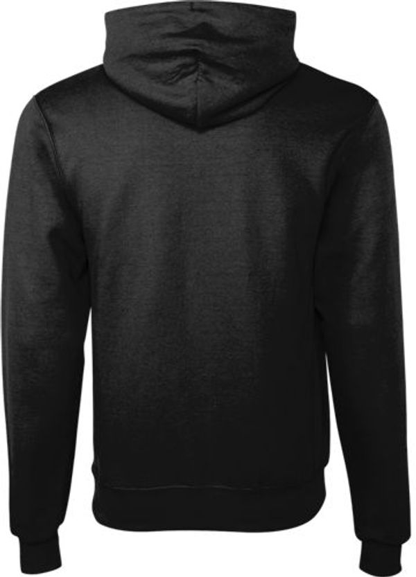 Am image of a Custom Champion Youth Powerblend Pullover Hooded Sweatshirt in Black!