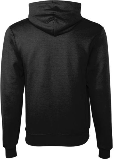 Am image of a Custom Champion Youth Powerblend Pullover Hooded Sweatshirt in Black!