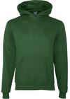 Am image of a Custom Champion Youth Powerblend Pullover Hooded Sweatshirt in Dark Green!