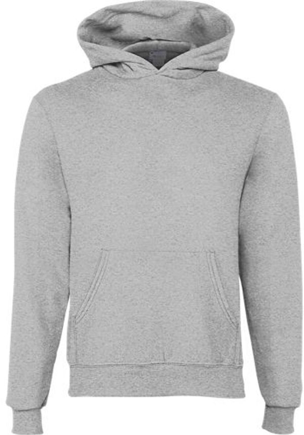 Am image of a Custom Champion Youth Powerblend Pullover Hooded Sweatshirt in Light Steel!