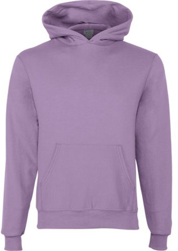 Am image of a Custom Champion Youth Powerblend Pullover Hooded Sweatshirt in Lilac!