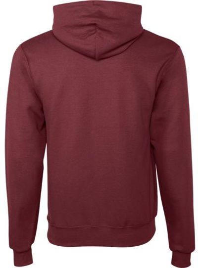Am image of a Custom Champion Youth Powerblend Pullover Hooded Sweatshirt in Maroon!
