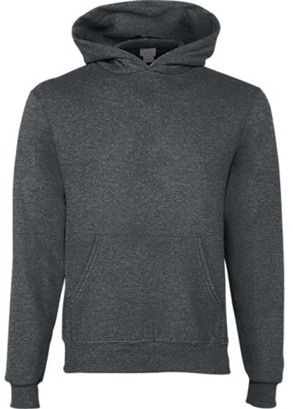 Am image of a Custom Champion Youth Powerblend Pullover Hooded Sweatshirt in Navy!