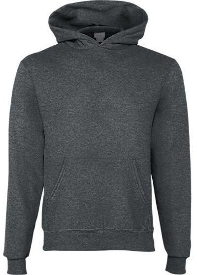 Am image of a Custom Champion Youth Powerblend Pullover Hooded Sweatshirt in Navy!
