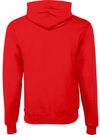 Am image of a Custom Champion Youth Powerblend Pullover Hooded Sweatshirt in Scarlet!