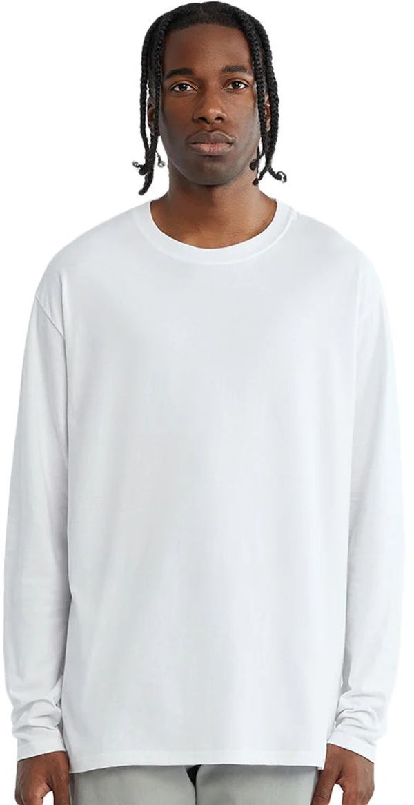 Am image of a Custom C'est Essential Long Sleeve Shirt in White Blanc!