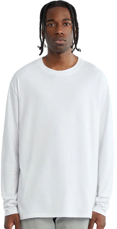 Am image of a Custom C'est Essential Long Sleeve Shirt in White Blanc!
