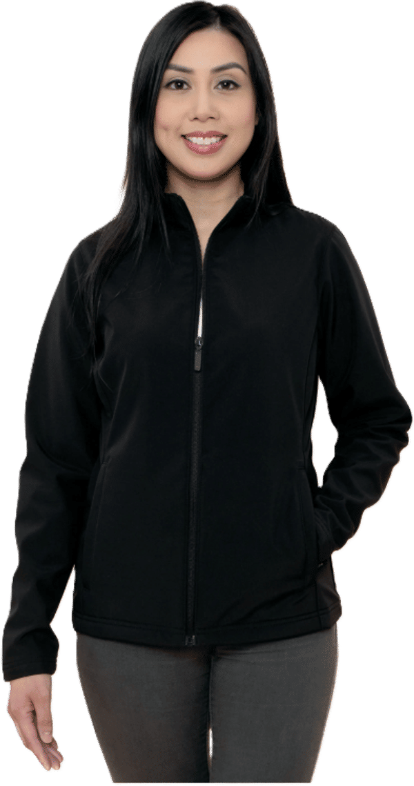 An image of a Custom Coal Harbour Essential Water Repellent Soft Shell Ladies Jacket!
