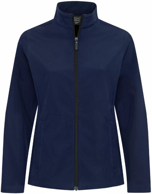 An image of a Custom Coal Harbour Essential Water Repellent Soft Shell Ladies Jacket in True Navy!