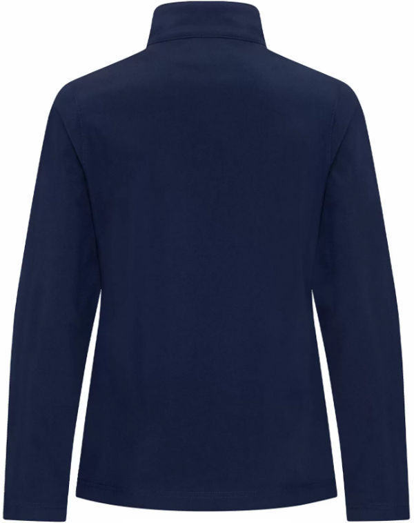 An image of a Custom Coal Harbour Essential Water Repellent Soft Shell Ladies Jacket in True Navy!