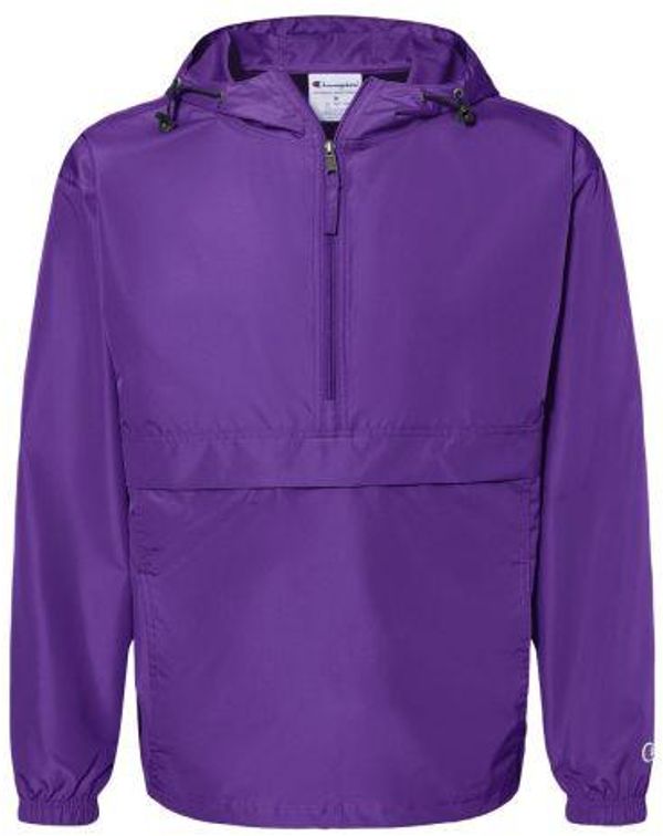 Am image of a Custom Champion Packable Anorak Jacket in Purple!